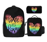 FJAUOQ Pride Month LGBTQ - Juego de mochila, 3 piezas, kit de mochila de lonchera, estuche para lápices, gran capacidad, Lgbtq Orgullo Boca Arco Iris Gay, Talla única, Mochilas