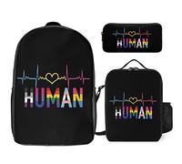FJAUOQ Pride Month LGBTQ - Juego de mochila, 3 piezas, kit de mochila de lonchera, estuche para lápices, gran capacidad, Mes del Orgullo Lgbtq, Talla única, Mochilas