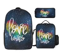 FJAUOQ Pride Month LGBTQ - Juego de mochila, 3 piezas, kit de mochila de lonchera, estuche para lápices, gran capacidad, Lgbtq Orgullo Boca Arco Iris Gay-2, Talla única, Mochilas