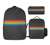 FJAUOQ Rainbow Pride Month LGBTQ - Juego de mochila, 3 piezas, kit de mochila de lonchera, estuche para lápices, gran capacidad, Orgullo arcoíris-1, Talla única, Mochilas