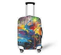 FJAUOQ Relief Art - Funda de equipaje de viaje con diseño de tigre, diseño de agujeros rotos, funda de maleta lavable para mujeres y niñas, Rainbow Splash Graffiti, XL(29-32 IN)