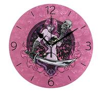 FJAUOQ Reloj de Pared Sexy Leather Warrior Pinup Wall Clock Decorative Round Acrylic Wall Clock Silent Non Ticking Creative Clock for Kids Living Room Bedroom Office Shop Kitchen