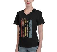 FJAUOQ Tina Turner Simply Mujer Camiseta Algodón Cuello Redondo Negro
