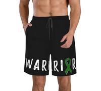 FJAUOQ Traje de baño para hombre, pantalones cortos de playa, pantalones cortos de vacaciones, pantalones cortos casuales de secado rápido con cordón, Warrior Liver Cancer Awareness, S