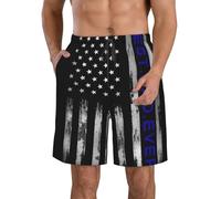 FJAUOQ Traje de baño para hombre, pantalones cortos de playa, pantalones cortos de vacaciones, pantalones cortos casuales de secado rápido con cordón, Vintage Best Dad Ever Bandera Americana, 3XL