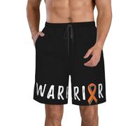 FJAUOQ Traje de baño para hombre, pantalones cortos de playa, pantalones cortos de vacaciones, pantalones cortos casuales de secado rápido con cordón, Warrior Kidney Cancer Awareness, S