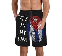FJAUOQ Traje de baño para hombre, pantalones cortos de playa, pantalones cortos de vacaciones, pantalones cortos casuales de secado rápido con cordón, It's in My Dna Cuba, S