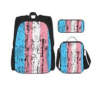 FJAUOQ Transgender Pride LGBTQ - Juego de mochila, 3 piezas, kit de mochila de lonchera, estuche para lápices, gran capacidad, Bp544, Talla única, Mochilas