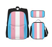 FJAUOQ Transgender Pride LGBTQ - Juego de mochila, 3 piezas, kit de mochila de lonchera, estuche para lápices, gran capacidad, Bp555, Talla única, Mochilas