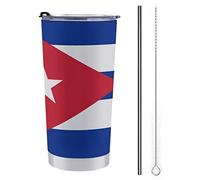 FJAUOQ Vaso de acero inoxidable con bandera cubana de 20 oz con tapa y pajita, vaso de café aislado, taza de viaje para mamá, papá, regalo, regalos del día de San Valentín