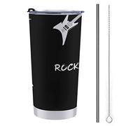 FJAUOQ Vaso de acero inoxidable con tapa y pajita, diseño de festival de música rock de 20 oz con tapa y pajita, vaso de café aislado, taza de viaje para mamá, papá, regalo de San Valentín