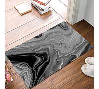 FJAUOQ Wild Marble Black Entrance Floor Mat Personalized Doormat, Ombre Gray Welcome Door Mat, Low Profile Non Slip Entry Rugs for Bathroom Kitchen Home Front Decor, 16x24inch