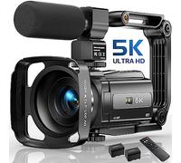 FJFJOPK Videocámara de video 5K, cámara de vlogging de visión nocturna de 48 MP UHD Wifi IR para YouTube, visualización táctil de zoom digital 16X, cámara de vlog con micrófono externo, parasol de