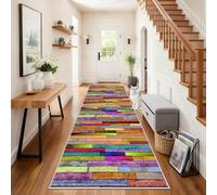 Fjhaeuo Alfombra de Pasillo Larga 80 x 300 cm Alfombra Cocina Antideslizante Lavable Alfombrilla Suave Tapete Pelo Corto para Corredor, Entrada, Dormitorio, Lavandería