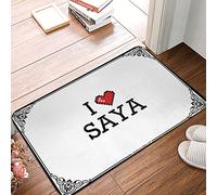 FJHG Divertidos tapetes para puerta delantera, con texto en inglés "I Love Saya", juego de tapetes de baño para exteriores, tamaño grande (50 x 80 cm)
