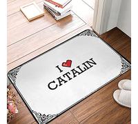 FJHG Felpudo decorativo para puerta de dormitorio con texto en inglés "I Love Catalin", tapete de baño, tapete de primavera para exteriores (50 x 80 cm)