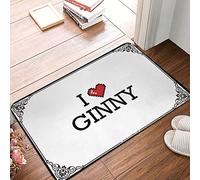 FJHG Felpudo exterior con texto en inglés "I Love Ginny" para puerta delantera, alfombra para dormitorio estético (65 x 90 cm)
