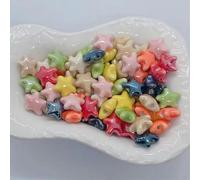 FJISD 20 Uds. Cuentas de cerámica de Estrella de Color UV de 12MM para Hacer Joyas, Cuentas Sueltas de cerámica para Pulseras, Colgantes de cerámica