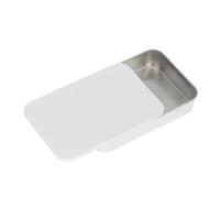 FJIXUO Caja de Lata vacía Rectangular Metal, Pastillero Caramelo con Empuje, contenedores bisagras, Organizador pequeño Almacenamiento, 2 uds para Guardar Lápices Y Material(White)