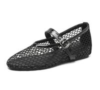 FJIXUO Sandalias Negras for Mujer, Planas de Malla, Verano, a la Moda, for Playa, for Caminar al Aire Libre, Estilo Vintage para Presentaciones De Danza(Size39)