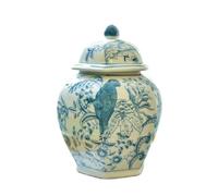 FJIXUO Tarro de almacenamiento porcelana pintado con patrón Floral, recipiente cerámica for té jengibre, decoración escritorio, joyero, contenedores cosméticos Para El Hogar, La Cocina(Color3)