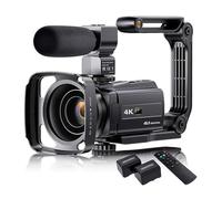 FJLKGDSP Cámara de Video 4K 48 MP con Zoom 16X, videocámara 3.0" micrófono, Pantalla táctil, visión Nocturna por Infrarrojos, WiFi, for Vlogs, Web(Black)