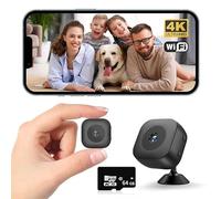 FJLKGDSP Minicámara 4K WiFi IP/Ap portátil con detección móvil, videocámara for vigilancia Inteligente del hogar, Seguridad y monitoreo Remoto(CAM with 64G)