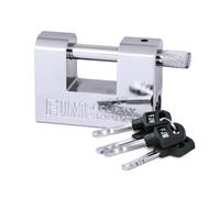 FJM Security SPSA60-KD 2-3/8 - Candado de seguridad triple chapado en cromo en forma de D, con llave diferente FJM Security