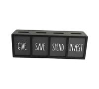 FJMQHU Alcancía de Madera con Cuatro Áreas para Enseñar Finanzas Caja de Ahorro Duradera Y Robusta Diseño Transparente Frontal Adecuada para Niños Y Adultos, Negro, Individual