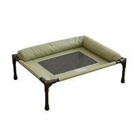 FJMQHU Cama Elevada para Mascotas con Soporte Elevado Red Transpirable Resistente Cojín Protector Lateral Suave y Estructura Estable Adecuada para Mascotas Medianas Uso en Casas y Balcones, Verde, L