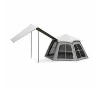 FJMQHU Tienda campaña para 5-8 Impermeable automática, Refugio r para Exteriores, para senrismo, Tienda Hexagonal de Lona Negra de Gran tamaño Dos en uno con toldo