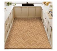 FJOADNVM Alfombra Baño Secado Rapido Kitchen Floor Mat Imitation Wood Grain PVC Leather Waterproof Carpet Non-Slip Oil-Proof Foot Mats Large Size Home Decoration Rug(Color03,1pc(50x80cm 50x120cm)