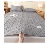 FJOADNVM Colchones Ropa de Cama algodón, colchón Fino Acolchado, Tatami, Protector Ajustado, Estera, Almohadilla Suave for sin Funda Almohada(Gray,King 71x80Inch)