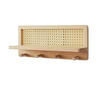 FJOADNVM Colgador Llaves Perchero de pared tejido con gancho for llaves, madera maciza y ratán, for libros periódicos