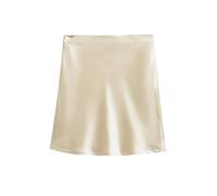 FJOADNVM Falda De Satén para Mujer Modern High Waist Asymmetrical Acetate Satin Half Skirt For Women Side Hidden Zipper Short Elegant A-Line Silhouette para Mujeres(Rice Apricot,S)