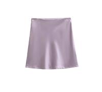 FJOADNVM Falda De Satén para Mujer Modern High Waist Asymmetrical Acetate Satin Half Skirt For Women Side Hidden Zipper Short Elegant A-Line Silhouette para Mujeres(Light Purple,S)