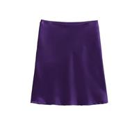 FJOADNVM Falda De Satén para Mujer Modern High Waist Asymmetrical Acetate Satin Half Skirt For Women Side Hidden Zipper Short Elegant A-Line Silhouette para Mujeres(Enchanting Purple,L)