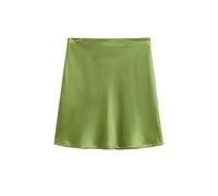 FJOADNVM Falda De Satén para Mujer Modern High Waist Asymmetrical Acetate Satin Half Skirt For Women Side Hidden Zipper Short Elegant A-Line Silhouette para Mujeres(Green,S)