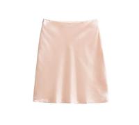 FJOADNVM Falda De Satén para Mujer Modern High Waist Asymmetrical Acetate Satin Half Skirt For Women Side Hidden Zipper Short Elegant A-Line Silhouette para Mujeres(Shell Powder,S)