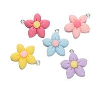 FJOADNVM Holder Accessory 5Pcs Colored Resin Cute Flower Shape Charm Pendant for DIY Handmade Beaded Keychain Necklace Jewelry Making Accessories(Ramdon Mixed)