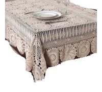 FJOADNVM Lace Tablecloth Mantel de Encaje Ganchillo Hecho a Mano algodón Beige Disponible en Varios tamaños DecoracióN De Escritorio(Beige,160x260cm)