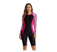 FJOADNVM Neopreno Hombre Traje de baño Deportivo for Mujer, Traje de Surf de una Pieza, Traje de baño Femenino, Mono de Manga Larga, Ropa de Buceo, Trajes de baño for Mujer(Pink,L)