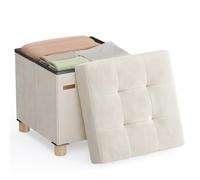 FJOADNVM Ottoman Reposapiés pequeño con almacenaje, 38 x 38 x 40 cm, Cubo de almacenaje Plegable con Tapa, reposapiés, 37 l(Coffee)