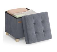 FJOADNVM Ottoman Reposapiés pequeño con almacenaje, 38 x 38 x 40 cm, Cubo de almacenaje Plegable con Tapa, reposapiés, 37 l(Grey)