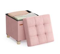 FJOADNVM Ottoman Reposapiés pequeño con almacenaje, 38 x 38 x 40 cm, Cubo de almacenaje Plegable con Tapa, reposapiés, 37 l(Pink)