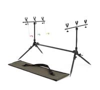 FJOADNVM Soportes Para Caña De Pescar Horizontal Adjustable Retractable Carp Fishing Rod Pod Stand Holder Pole With 3 Bite Alarms Swingers Indicators