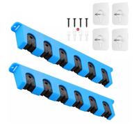 FJOADNVM Soportes Para Caña De Pescar Horizontal Fishing Rod Storage Rack 6 Holes Wall-mounted Pole Holder Bracket Vertical Horizontal Display Fixed Frame For Home(Blue Horizontal)