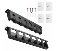 FJOADNVM Soportes Para Caña De Pescar Horizontal Fishing Rod Storage Rack 6 Holes Wall-mounted Pole Holder Bracket Vertical Horizontal Display Fixed Frame For Home(Black Vertical)