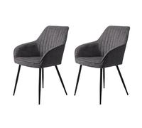FJORDFORM Juego de 2 sillas de Comedor tapizadas, Patas metálicas Negras, patrón Pintado, Gris Oscuro