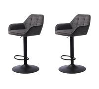 FJORDFORM Juego de 2 taburetes de Bar con Patas de Trompeta, Silla tapizada, función de elevación y Descenso, Giratorio 360°, Color Gris Oscuro